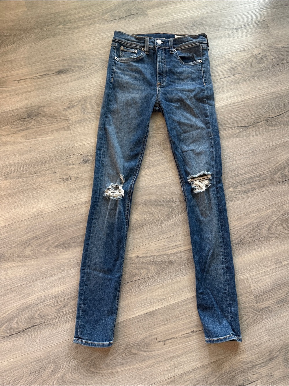 rag & bone Distressed Dark Blue high rise Skinny Jeans size 25